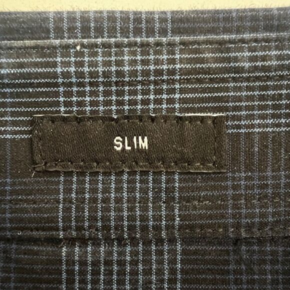 EXPRESS Men's Blue Plaid Cotton Slim Button Down Dress Shirt Size L Tall - Picture 7 of 9